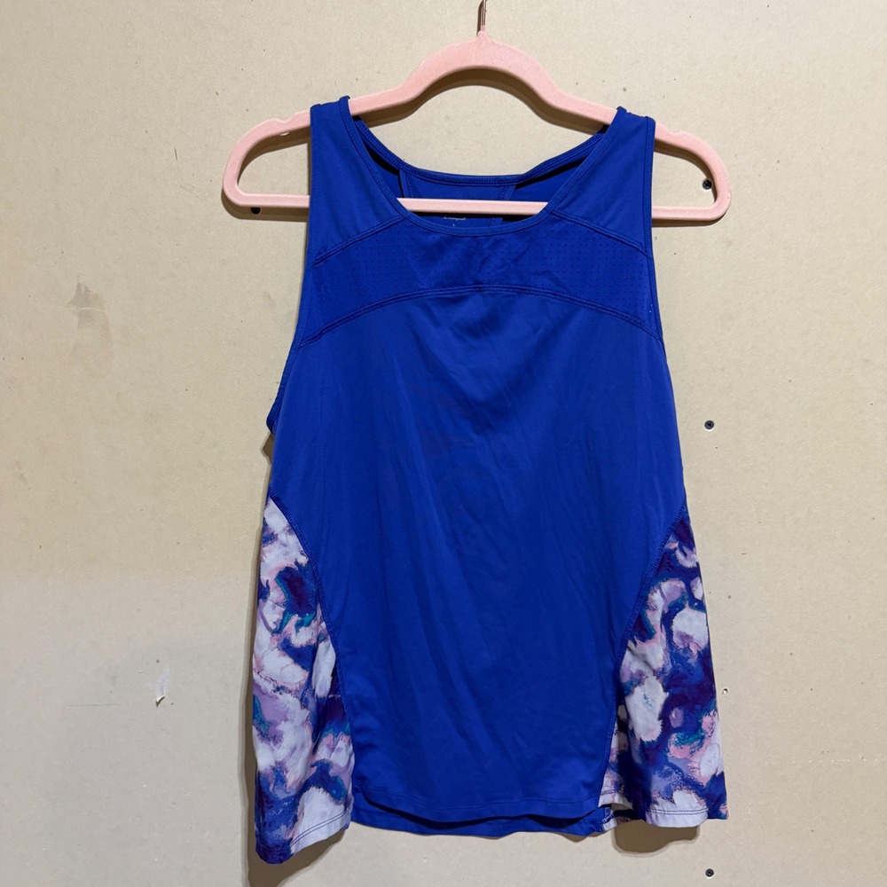 Champion C9 Womens Blue Marble Print Activewear Tank Top Large